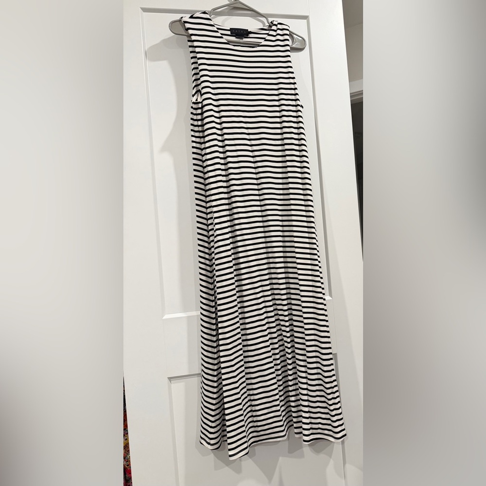 Hatch Black and White Striped Maxi Dress